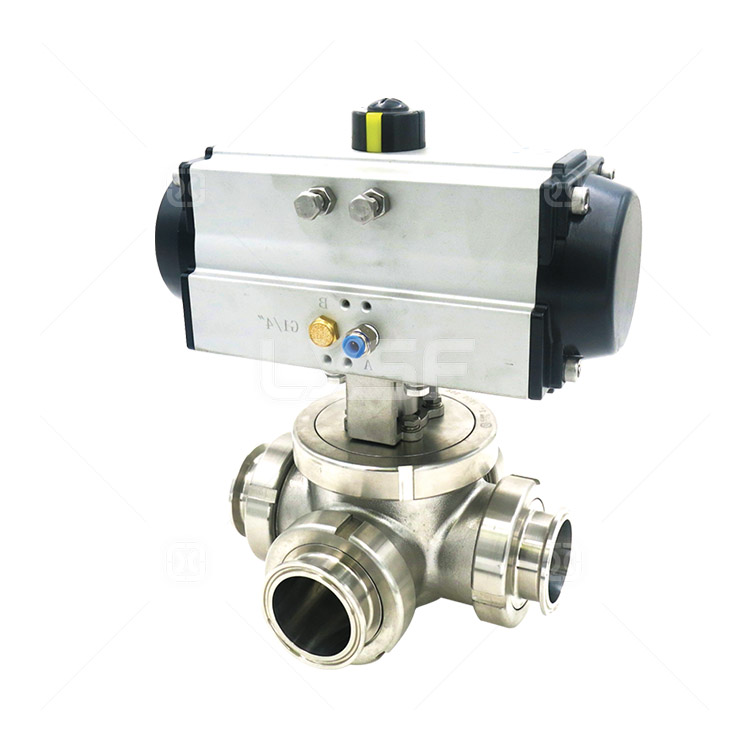 Pneumatic three-way ball valve